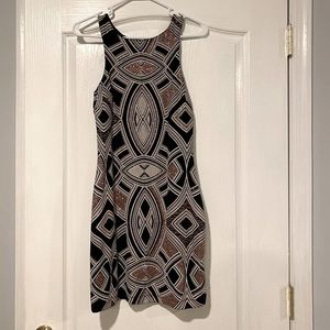 SPEECHLESS SIZE 7 black, white,and rose gold dress